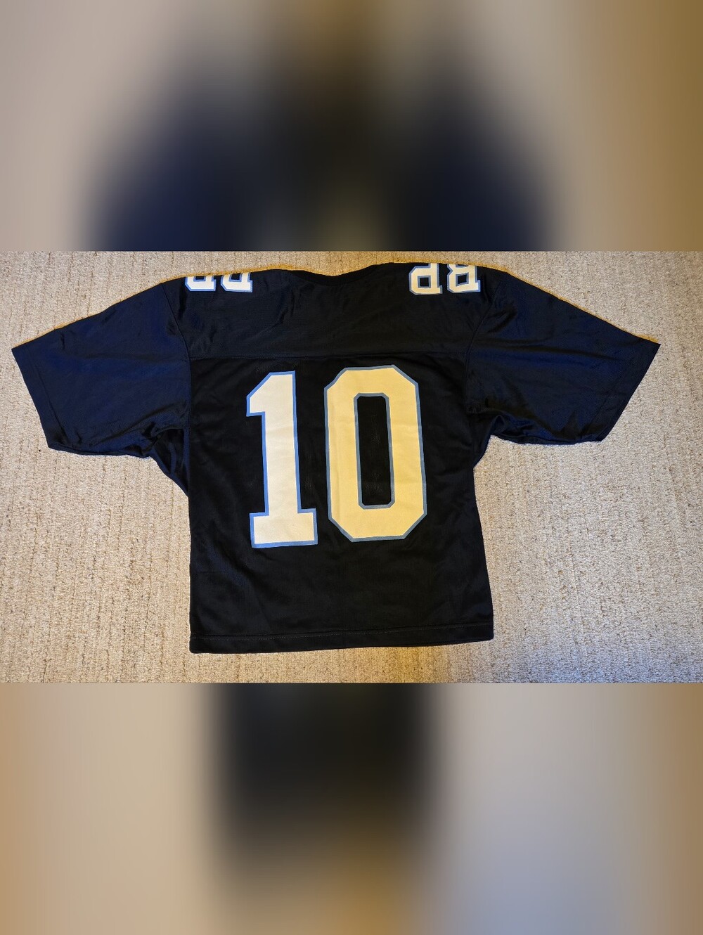 Champion Blue Mesh Football Jersey Vinyl #10 BP Letters On Shoulders Size Medium